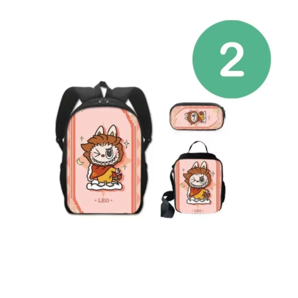 Cute Labubu Monster Design Kids Backpack, Pencil Case & lunchbag